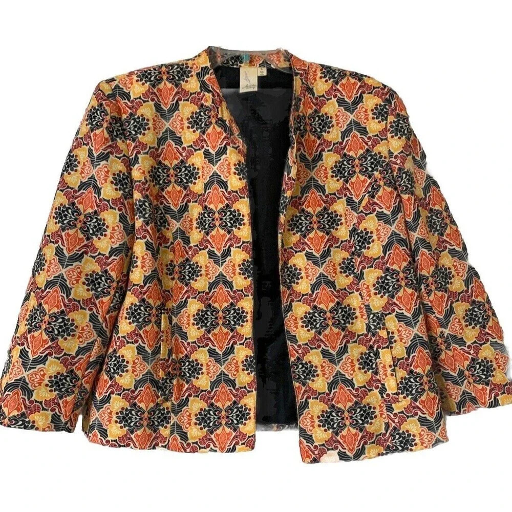 Lavender & Honey 70’s Retro Inspired Open Front Jacket / Blazer Size Large(H12)